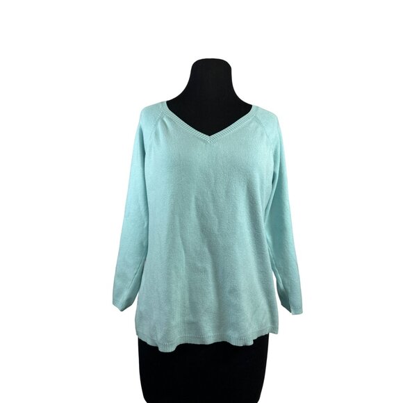 Ann Taylor Loft Women's Light Blue V-Neck Sweater XL Rayon/Nylon Blend - Picture 1 of 7